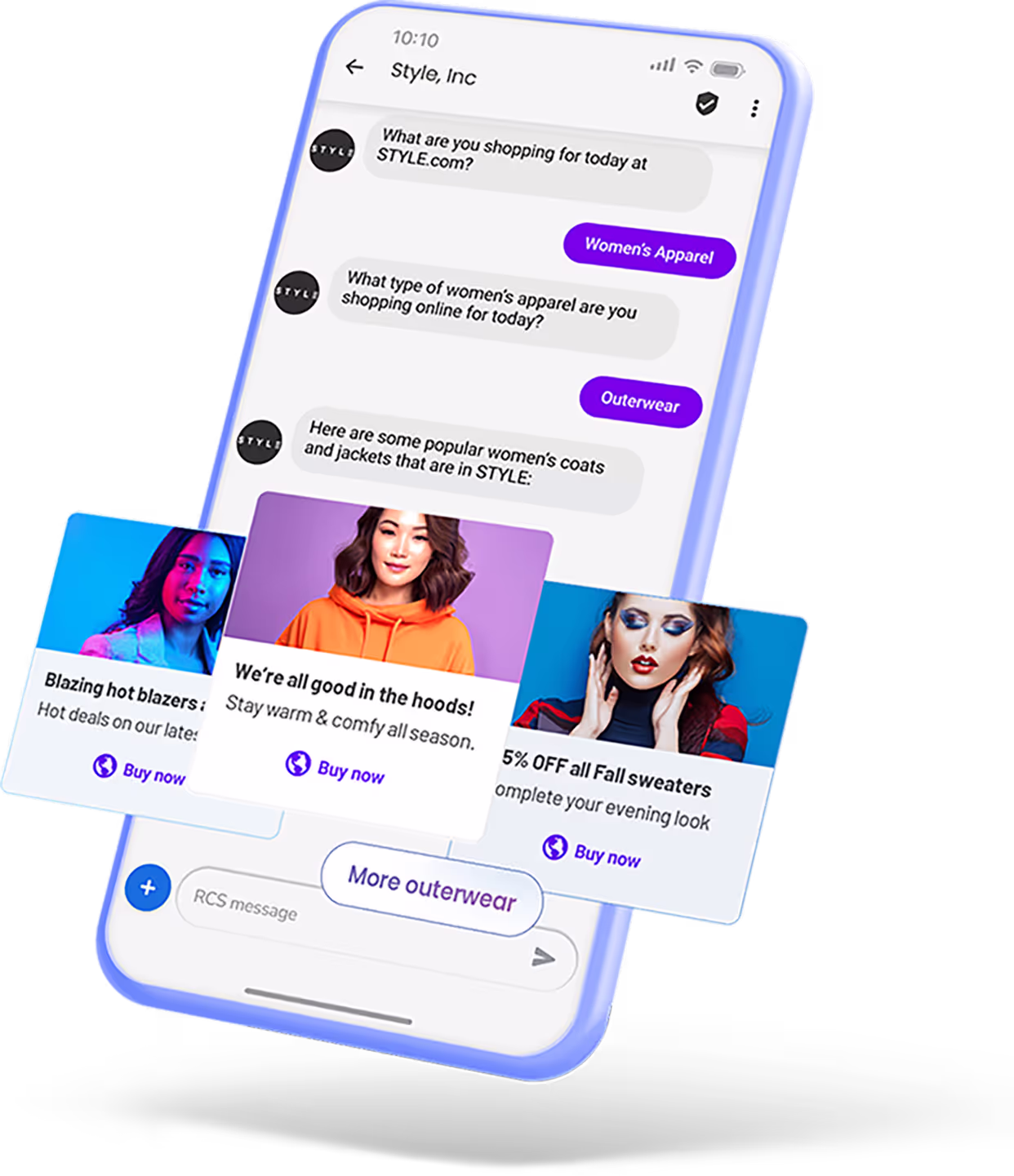 Mobile engagement RCS messaging example